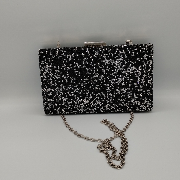 Women's black glitter clutch bag - Picture 12 of 13